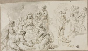 Adorazione dei pastori; Lapidazione di Santo Stefano da Unknown artist