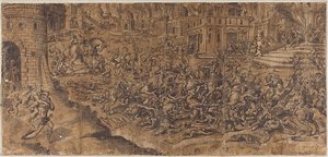 Enea lascia la città di Troia in fiamme da Unknown artist