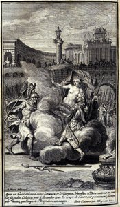 Dopo un solenne accordo tra Greci e Troiani, Menelao e Paride entrarono in un singolare duello. Paride, pronto a soccombere sotto i colpi di Menelao, viene salvato da Venere che lo porta a Troia in una nuvola. Illustrazione del libro III dell