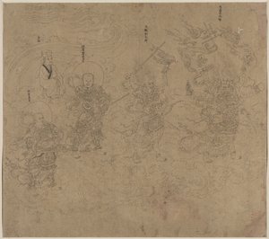 Album di temi daoisti e buddisti: Processione di divinità daoiste: Foglia 11 da Unknown artist