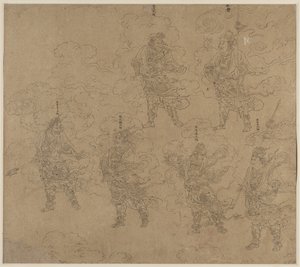 Album di temi daoisti e buddisti: Processione di divinità daoiste: Foglia 14 da Unknown artist