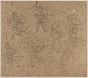 Album di Temi Taoisti e Buddhisti: Processione di Divinità Taoiste: Foglia 19 da Unknown artist