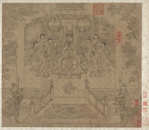 Album di temi daoisti e buddisti: Processione di divinità daoiste: Foglia 1 da Unknown artist