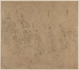 Album di Temi Taoisti e Buddhisti: Processione di Divinità Taoiste: Foglia 20 da Unknown artist
