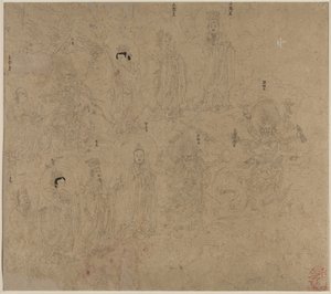 Album di Temi Taoisti e Buddhisti: Processione di Divinità Taoiste: Foglia 21 da Unknown artist