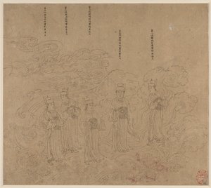 Album di Temi Taoisti e Buddhisti: Processione di Divinità Taoiste: Foglia 22 da Unknown artist