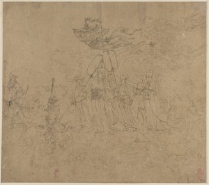 Album di Temi Taoisti e Buddhisti: Processione di Divinità Taoiste: Foglia 6 da Unknown artist