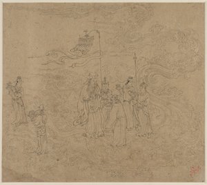 Album di Temi Taoisti e Buddhisti: Processione di Divinità Taoiste: Foglia 7 da Unknown artist