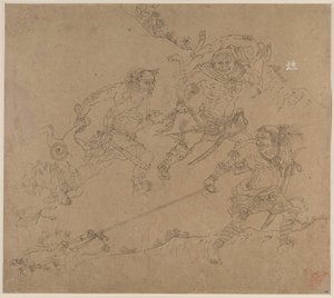 Album di Temi Taoisti e Buddhisti: Ricerca della Montagna: Foglia 48 da Unknown artist