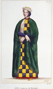 Alix de Thouars, Contessa di Bretagna, figlia di Guy de Thouars, Duca di Bretagna. Incisione del 1830 da Unknown artist