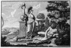 Allegoria della Repubblica Cisalpina creata da Napoleone Bonaparte il 27/06/1797 sul modello francese in Italia, che divenne la Repubblica Italiana nel 1802. Sono rappresentati i simboli della Repubblica Francese. Incisione Museo del Risorgimento, Milano