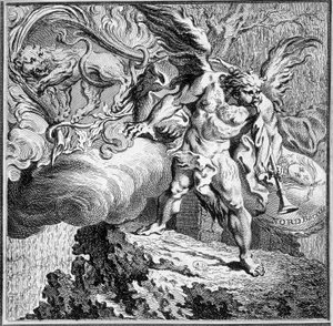 Allegoria del Vento del Nord. Incisione del 18° secolo da Unknown artist