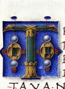 Alfabeto: lettera miniata T da Unknown artist
