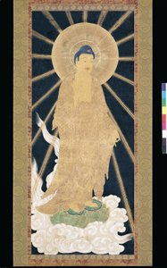 Triade di Amitabha (Amida) discendente dal cielo