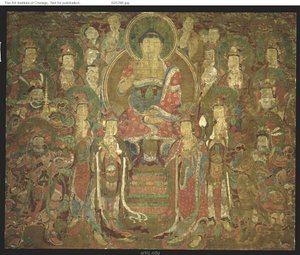 Amitabha Buddha con assemblea 아미타불회도