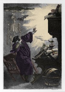 Apparizione di Mefistofele a Faust Illustrazione di "Faust" di Johann Wolfgang von Goethe (1749-1832) (Illustrazione per "Faust" di Goethe) Incisione da Unknown artist