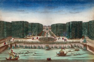 Aquae Lapsus in Hortis Versalicis - Veduta ottica che rappresenta le cascate di Versailles nel XVIII secolo - Illustrazione intorno al 1760 da Unknown artist