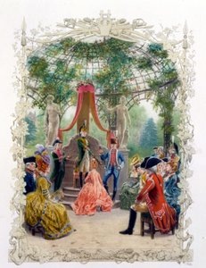 Cerimonia aristocratica in un giardino (il castello di Versailles?) in 
