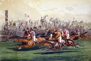 Arrivo di una corsa di cavalli. Illustrazione del XIX secolo da Unknown artist