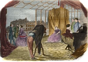 Atelier del fotografo Nadar Jeune (Alban Adrien Tournachon) (1825-1903), boulevard des Italiens a Parigi. Incisione del 1856. da Unknown artist