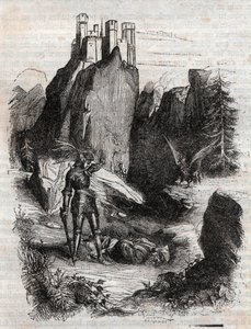 Atlante sconfitto da Bradamante - incisione del 1851 da “Orlando Furioso”