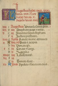 Pagina del calendario di agosto; Trebbiatura da Unknown artist