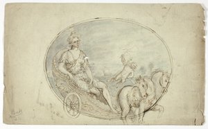 Aurora nel suo carro (recto); tre busti maschili (verso)
