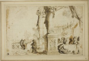 Scena di banchetto sulla terrazza