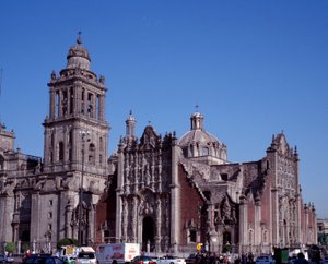 Arte barocca: vista della Cattedrale Metropolitana di Città del Messico. Messico, XVIII secolo. da Unknown artist