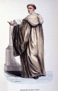 Benedettino del Monte Oliveto. Incisione da un album sugli ordini religiosi, Parigi da Unknown artist