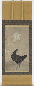 Gallina nera e un girasole da Unknown artist