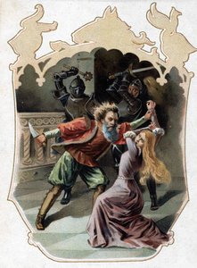 Barbablù. Racconto di Charles Perrault. 1697. Cromolitografia della fine del XIX secolo. Adesivo 