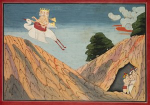 Brahma nasconde i pastori e i vitelli nella caverna, pagina da un Bhagavata Purana da Unknown artist