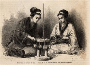 Intrecciatori di corde di seta, nel loro laboratorio a Yedo (o Edo, l