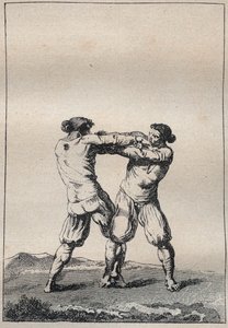 Lottatori bretoni incisione in "Voyage dans le Finistère ou État de ce département en 1794 et 1795" di Jacques Cambry (1749-1807) da Unknown artist