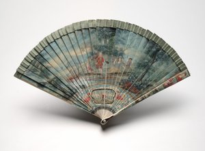 Ventaglio Brisé con una scena di due coppie in un paesaggio, c.1700-25 da Unknown artist