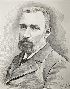 Pierre Curie (1859-1906). Fisico francese. Ritratto del 1898. Incisione