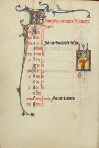 Pagina del calendario per il mese di aprile; Raccolta dei fiori da Unknown artist