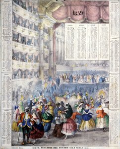Calendario del 1859 che rappresenta una serata di Carnevale al Teatro alla Scala nel 1859 da Unknown artist