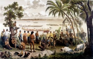Gara di canoe a Bassac, Laos. Atlante del viaggio di esplorazione in Indocina negli anni 1866 - 1868, a cura di F. Garnier da Unknown artist