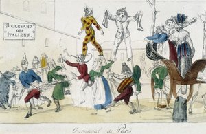 Carnevale di Parigi, boulevard des Italians - incisione del XVIII secolo, Carnavalet da Unknown artist