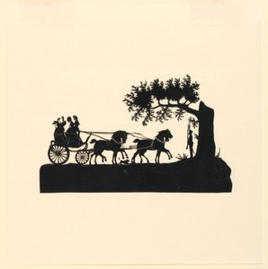 Carrozza e cavalli in silhouette da Unknown artist