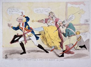 Caterina II congeda François e Brunswick il Foireux, caricatura, fine XVIII secolo