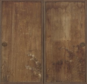 Crisantemi dipinti su una coppia di porte di legno da Unknown artist