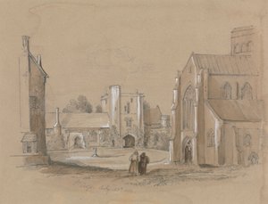 Cimitero con Due Figure in Primo Piano da Unknown artist