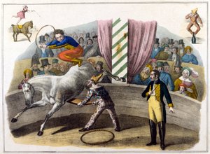 Scena circense, cavaliere che fa acrobazie da Unknown artist