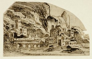 Cittadella e ponte nelle montagne da Unknown artist