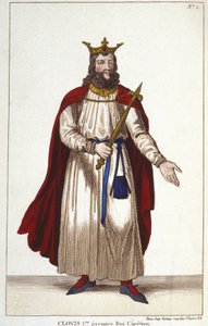 Clodoveo I (466-511), re dei Franchi, dinastia dei Merovingi. Incisione del 1830 da Unknown artist
