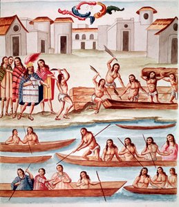 Costruzione di canoe da Unknown artist