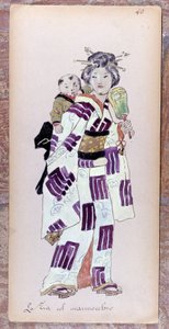 Costume della zia con il marmocchio (Bambino) per la creazione di Madama Butterfly di Giacomo Puccini nel 1904. Collezione del Museo della Scala di Milano da Unknown artist
